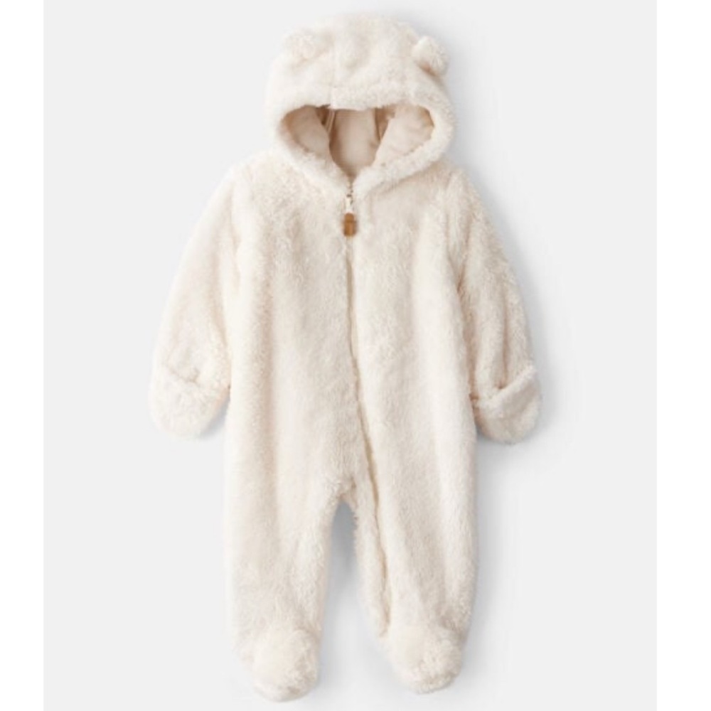 Carter's Cream Sherpa Footie One Piece with Bear Ears